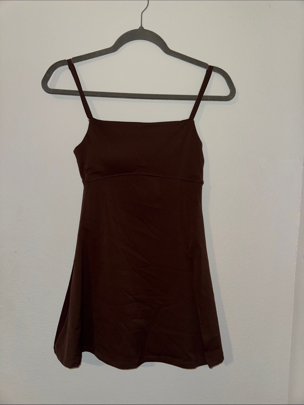 Brown Spaghetti Strap A-Line Dress